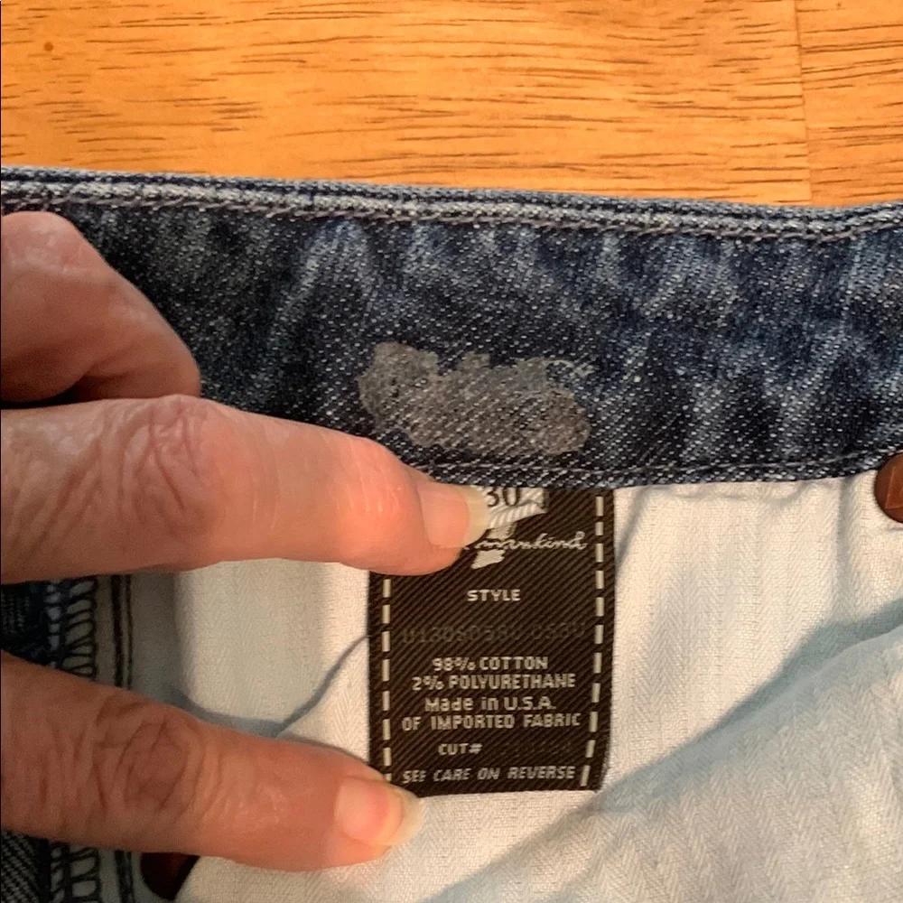 7 For All Mankind Blue Straight Leg Jeans with Paint Splatter